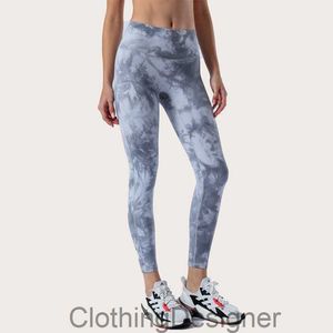 Ll Tie-dye yoga leggings pousse fitness fitness adapté à la peau haute taille align legging hanche lift tir dyed capris neuvième pantalon jogging pantalon ll543