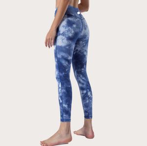 Ll tie-dye yoga dames leggings duwen fitness huidvriendelijke hoge taille naadloos uitlijnen legging heup lift tie-geverfde casual capris negende broek jogging broek leggings vrouwen