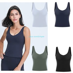 LL Tanktop met V-hals voor Yoga Workouts Fitness Sportshirts LU Sexy Vest Sneldrogende Ademende Gym Tops Bare Sense Soft Slim fit Dames T-shirt