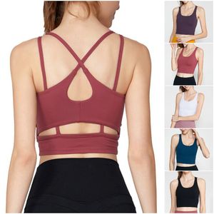 LL-W031 Women Yoga Vest Girls Running Fast Dry Bra Ladies Casual Yoga Outfits Adult Sportswear Oefening Gym Fitness Wear Hollow Out