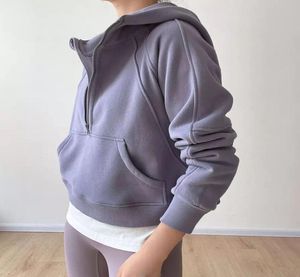 LL Femmes Automne Plongée Sweats À Capuche Demi-Zip Sweat Yoga Costume Veste Dames Gym Top Activewear Polaire Lâche Entraînement Pull8061202