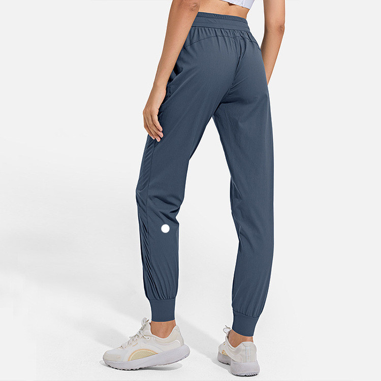 Ll feminino jogging yoga nono bolso fiess macio cintura alta hip elevador elástico calças casuais com cordão pernas sweatpants