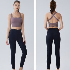 Ll dames yogabeha, zomer kruisvormige rug, geen stalen ring, ingebouwde borstkussen, dames fitness mouwloos, schokbestendig, verzamelde fitness yoga fashion vest