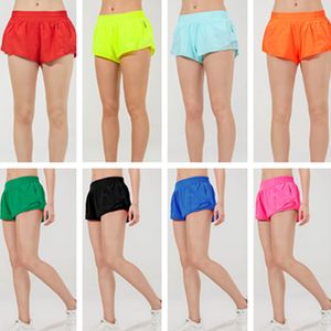 LL Women's Yoga Low Tailed Ademende snelle drogen ingebouwde lining sportshorts met verborgen ritszijkanthangende zakken en continue trekkoord loopbroek