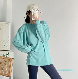 LL dames yoga -outfit trui top casual losse gym perfect oversized crew sport shirts workout blouse vrouw sport lange mouw voor fitness 997