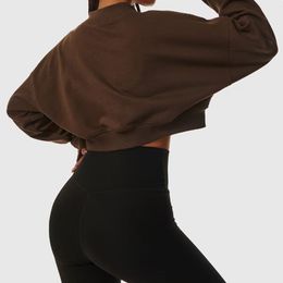 LL dames yoga dames lange mouwen losse casual effen kleur sport casual mode hoodie top lu Sweatshirt