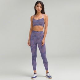LL Women Tie-Dye Yoga Set BH met leggings set camisole workout bras sets met gym lange broek fitness cami casual zomer ll976