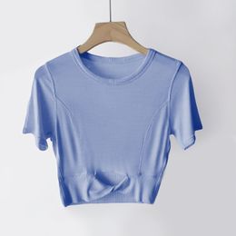 T-shirt modal féminin de yoga Cropped pour femmes