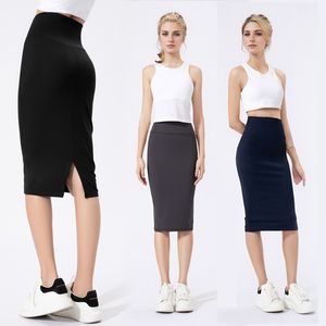 LL Dames Yoga Designer Wikkelrok Hoge taille Boost-werkrok Tailleband Zak Naakt Veelzijdige rok Versteviging van de billen Halflange joggingrok