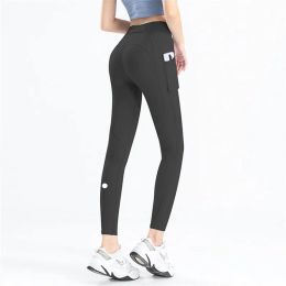 Ll Femmes Yoga Leggings Fiess Push Up Exercice Running with Side Pocket Gym Sammulless Peach Butt Pantal