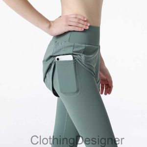 Ll femmes yoga leggings courts faux pantalons à deux pièces pantalons de survêtement