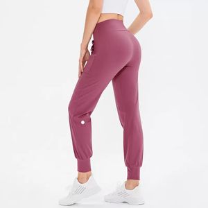 lu femmes Yoga neuvième pantalon course Fitness Joggers doux taille haute élastique femmes Jogging pantalon 4 couleurs L5224