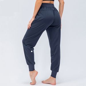LL femmes Yoga neuvième pantalon en cours d'exécution Fitness Joggers avec poche à glissière taille haute élastique pantalon de Jogging décontracté 4 couleurs D12368
