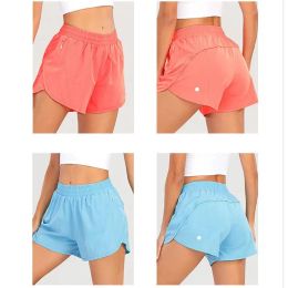 LL Tenues de Yoga pour Femmes Short de Course Doublé Court avec Poche zippée Gym Dames vêtements de Sport décontractés pour Les Filles Exercice Fitness Leggings