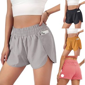 LL Femmes Yoga Tenues Shorts de course à ligne courte avec Zipper Pocket Gym Ladies Casual Sportswear For Girls Exercise Fitness