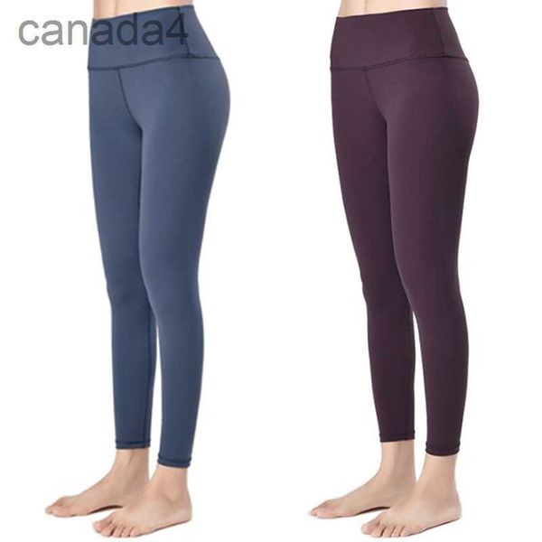 Ll Mujeres Pantalones de yoga Leggings Cintura alta Ropa de entrenamiento Negro Rosa Color sólido Correr Ropa de gimnasio Elástico Fitness Lady Pantalones deportivos al aire libre Prana Outfit NL3J