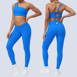 Femmes Yoga Set 2 pièces Gym Top Beauty Back Sports Bra Fitness Fitness High Push Up Align Leggings Workout Set Running Wear Sports Clothes Tracks Course