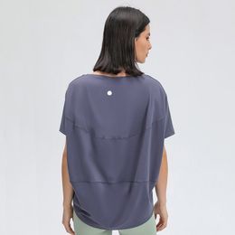 Blusa holgada de manga corta para Yoga para mujer, camiseta deportiva informal para correr, camiseta de tela transpirable suave para verano en 5 colores DS079