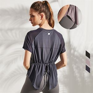 ll Vrouwen Yoga Korte Mouw Kiel Vrouwen Mesh Sport Top Losse Casual Running Fitness Dun en Licht T-shirt Zomer 3 kleuren T905A