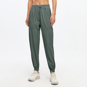 ll femmes Yoga Jogging Push Fitness pantalons de survêtement doux taille haute avec poches zippées pantalons décontractés 5 couleurs YDK06C