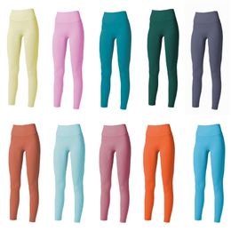 LL Dames Yoga Outfit Slanke Broek Oefening Hardlopen Sportkleding Volwassen Hoge Taille Fitnesskleding Meisjes Elastische Panty's Magere Gymbroek Sneldrogende Negen Broeken