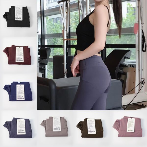 LL pantalons de Yoga pour femmes, leggings de sport, Fitness, taille haute, doux, levage des hanches, ligne T élastique, sans couture, pantalons de survêtement sexy