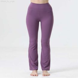 LL yoga 2022 NOUVEAU Align LU-07 Femmes Pantalons De Yoga Couleur Unie Nude Sport Façonnage Taille Serré Évasé Fitness Lâche Jogging Sportswear Womens Nine Point Flared Pant