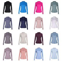 Ll Yoga Vêtements Femme Sports Zipper Cardigan à manches longues Fitness Terness Wear Running Top Wholesale 18 Colors Yoga Jacke Coat Taille en gros 2-12