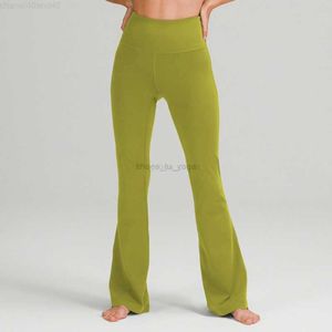 LL yoga Fitness Lu-088 Hardlopen Straat Dames Yogabroek Groove Flares Hoge taille Strakke buik Sport Yoga training Sexy Negen minuten broek Dames Sportkleding Fitness