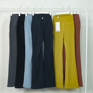 Ll yoga pantalon évasé rainuré les dames d'été hautes hautes jambes minces minces pantalons fond fond