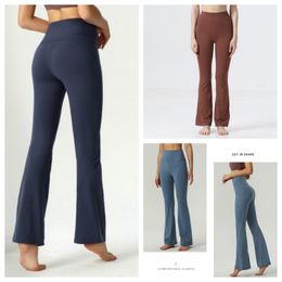 LL Yoga Pantalones acampanados leggings largos de cintura alta para mujer pantalones ajustados con parte inferior acampanada que muestra las piernas Yoga Fitness Net