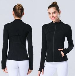 LL Chaqueta de yoga para mujer Definir entrenamiento Abrigo deportivo Fitness Deportes Ropa deportiva de secado rápido Top Sudadera con cremallera sólida Ropa deportiva Venta caliente LU-023