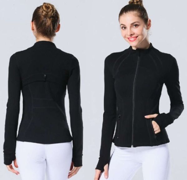 LL Chaqueta de yoga para mujer Definir entrenamiento Abrigo deportivo Fitness Deportes Ropa deportiva de secado rápido Top Sudadera con cremallera sólida Ropa deportiva Venta caliente LU-033