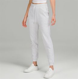 LL Yoga Jogging Pantalon de survêtement Taille Haute pour Femme Pantalon Pull en Molleton de Pur Coton Fiess Automne et Hiver 6 Couleurs