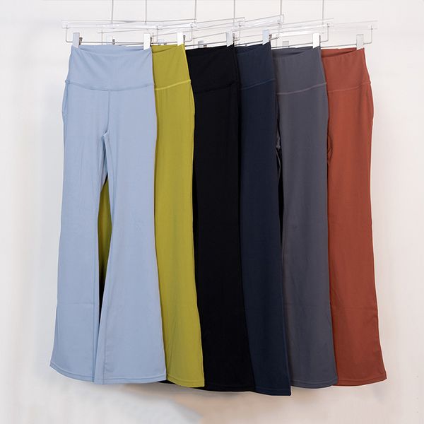 LL Yoga Legging Pantalones acampanados clásicos Medias deportivas para mujer Pantalones ajustados Ropa deportiva de cintura alta Pantalones acampanados de yoga