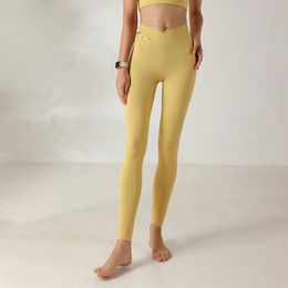 LL Yoga-legging Hoge Wasit V-vorm met uitgelijnde pailletten Gedrukt Naadloze gymbroek Legging voor fitness CK1262203P