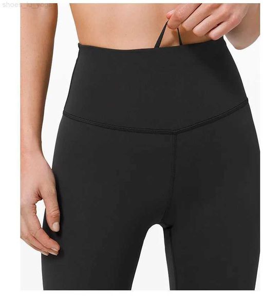 LL Pantalones de yoga Wunder Train Leggings deportivos de cintura alta para mujer Ropa de yoga desnuda desgastada por agua