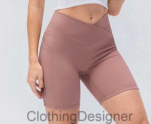 Ll yoga shorts ribber dames sporten naadloze kruis taille broek running fitness rekbare gym ondergoed training korte leggings ll3156