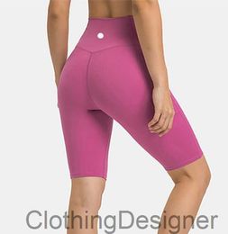 Ll yoga shorts dames sport naadloze vijfde broek cross taille broek running fitness rekbare gym ondergoed training korte leggings ll789