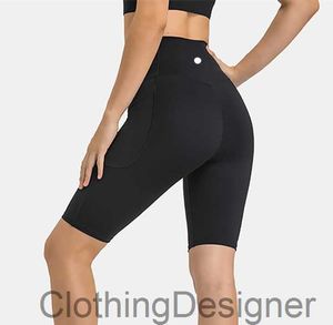 Ll yoga shorts dames sport naadloze vijfde broek cross taille broek running fitness rekbare gym ondergoed training korte leggings