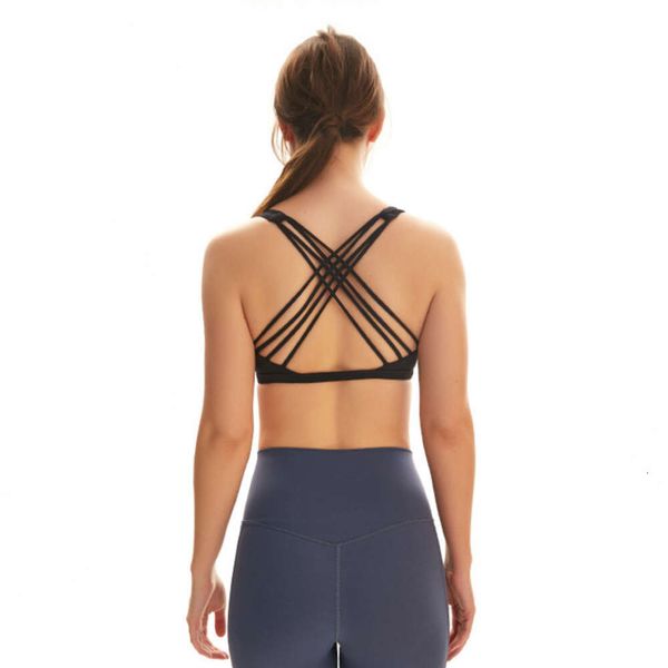 LL Yoga sans manches sangle débardeurs tenues sous-vêtements de fitness gilet soutien-gorge de sport dos croisé vêtements de sport femmes course exercice entraînement noir vêtements