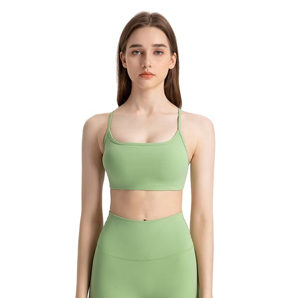 LL Soutien-gorge de sport à bretelles pour femme - Soutien-gorge de yoga croisé - Débardeur court - Soutien-gorge d'athlétisme, de course à pied, d'entraînement avec coussinets amovibles