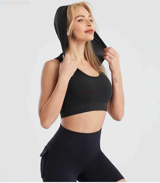 LL yoga femmes nouvelle mode européenne et américaine sens nu antichoc rassemblé sport soutien-gorge à capuche gilet course fitness vêtements de yoga LL-20W104 Sportswear Fitness