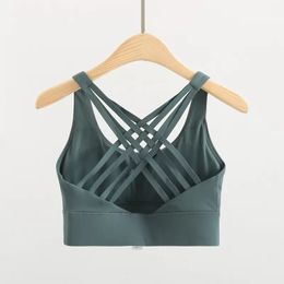 LL035 Avec logo Vêtements de yoga beau dos sous-vêtements de sport vêtements d'extérieur pour femmes gilet de course à huit lignes antichoc rassembler soutien-gorge de fitness