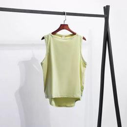 LL099 Met logo yogakleding vest dames losse eenvoudige bovenkleding sporttop hardloopfitness sneldrogende mouwloze blouse zomer