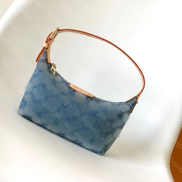 LL10A Bolso de mezclilla azul de mezclilla 2024 Nuevo espejo de bolsa de moda Bolsa de axila de alta calidad Old Flower Middle Clothing Bag Bag Women Packaging Exquisito Envío gratis