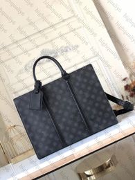 LL10A Luxury Leather Men's Mencase Mirror Quality Quality Business Elite Handbag Designer Canvas Crossbody Bag 39cm Emballage Exquis Livraison gratuite