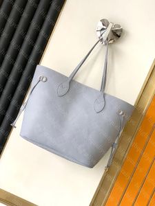 LL10A Nuevo bolso de compras en relieve azul niebla Bolso de mano de cuero de lujo Bolso compuesto de diseñador para mujer Bolso de hombro de calidad de espejo Embalaje Exquisito Envío gratis