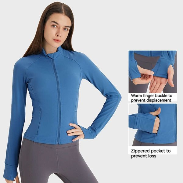 Veste de sport pour femme, longueur à la taille, vêtements de Yoga, sweat-shirt en coton, manteau ajusté, veste courte, automne hiver, LL211