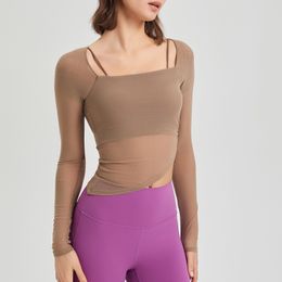 LL393 soutien-gorge de sport femmes course Fitness avec coussin de poitrine vêtements de Yoga haut à manches longues